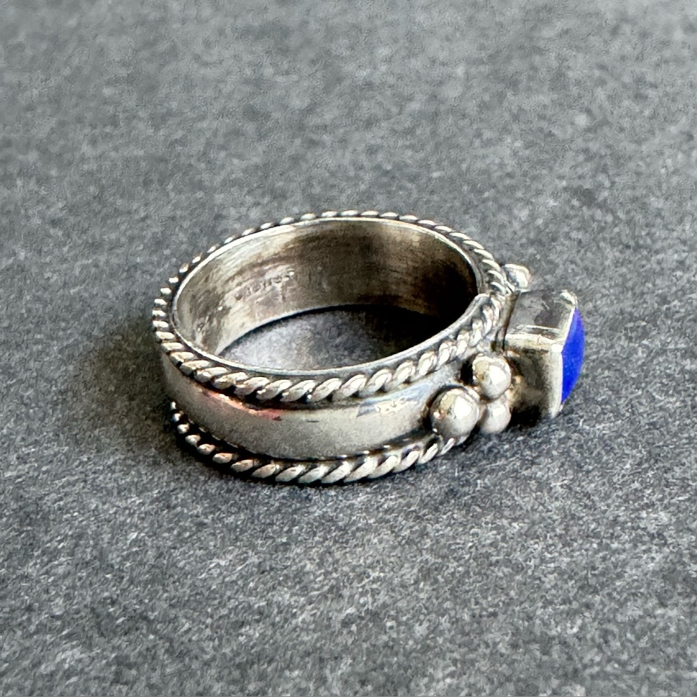 Vintage Lapis Lazuli Ring Sterling Silver Blue Gemstone Band Southwestern Size 6 - Picture 3 of 12